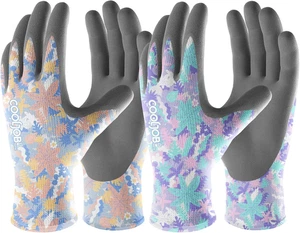 6 Pairs Colorful Gardening Gloves for Women - Breathable Rubber Coated - Picture 1 of 6
