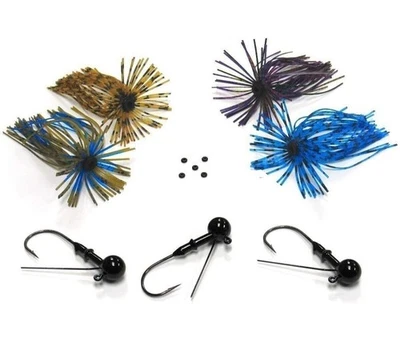 HARMONY FISHING COMPANY Harmony Fishing Tungsten Resin Finesse Jigs (3 Jigs, 4 Skirts, Bait Pegs)