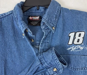 Chase Authentics Kyle Busch NASCAR Denim Button Down Shirt L Vintage - Bild 1 von 8