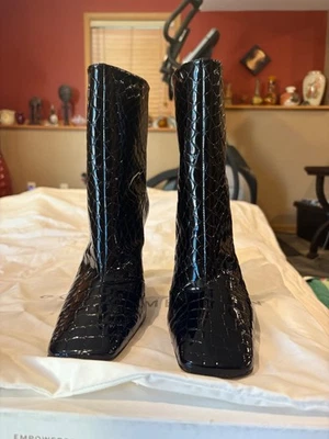 Botines Good American Crocodile charol negro GA244C-X talla 7 Foto 1 de 4