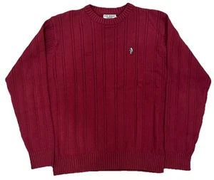US Polo Association Sweater Red Maroon Cable Knit Dark Academia Men’s Size XL - Picture 1 of 5