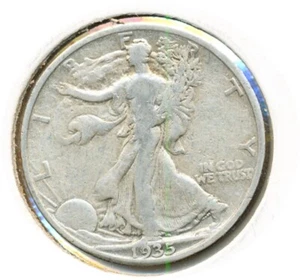 US Coin  1935 P     Walker half Dollar  Fine  clear fields ............C-10248 - Picture 1 of 2