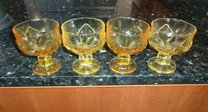 4 Franciscan Tiffin Crystal Cabaret Sherbet Ice Cream Champagne Goblets Cornsilk - Picture 1 of 4