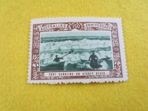 Poster Stamp Australia 150 Anniversary 1038 Surf Canoeing Sydney Beach - Imagen 1 de 2