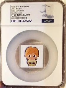 2021 NIUE 1 Oz Silver $2 Star Wars Chibi Luke Skywalker NGC PF69UC w/OGP - Picture 1 of 3