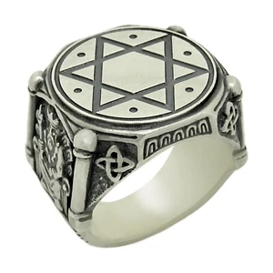 Davidstern Sterlingsilber 925 Herrenring geheimes Siegel von König Salomo - Bild 1 von 12