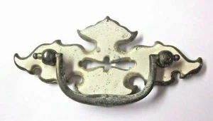 Bassett 927 Bat Drop Bail Pull Handle 2-1/2" Centers White On Brass 1960s Vtg - Picture 1 of 10