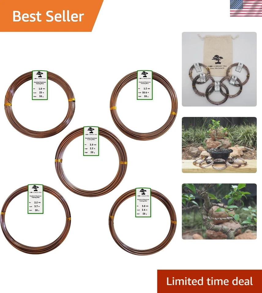 Anodized Aluminum Bonsai Training Wire 5size Starter Set 1 0mm 1 5mm 2