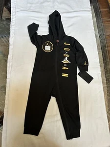 Nike Air Jordan Baby Zip Up One Piece Black Full Zip Hooded Long Sleeve FSH - Picture 1 of 7
