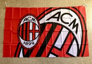 AC MILAN FC Flag Big Banner Large Size: 150cm X 90cm Brand New Gift Ideas - Picture 1 of 3