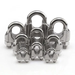 STAINLESS STEEL 304 WIRE ROPE GRIPS CLAMPS U BOLTS 2mm-32mm - Picture 1 of 20
