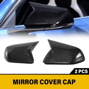 Carbon Fiber Rearview Side Mirror Cover Horn Style For Ford Mustang 2015-2021 - Picture 1 of 10