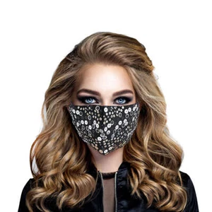 Maske Silber Pailletten Schwarz - Bild 1 von 4