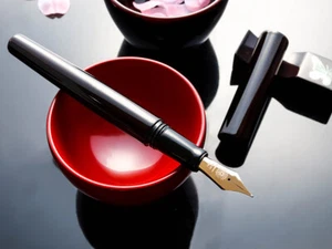 Wancher Sekai Fountain Pen Aizu Urushi Natural Precious Wood Material Ebony - Picture 1 of 8