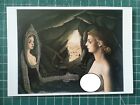 ZP081 Carte postale circa 1980 tableau Paul Delvaux Modèle féminin femme miroir