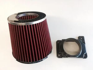 Filtro de admisión ROJO + Adaptador de sensor MAF para 95-98 Eagle Talon TSI 2,0 L 4 cilindros turbo - Imagen 1 de 1