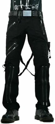 TRIPP BONDAGE STRAPS ZIPPER GOTHIC PUNK EMO BLACK GOTH JEANS PANTS IS674M - Image 1 of 3