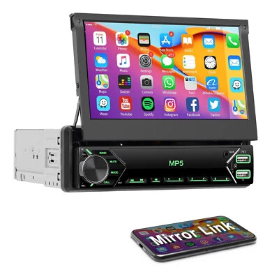 RACRDO 7" 1DIN Flip Autoradio Touchscreen Bildschirm Bluetooth USB SD MP5 Player Radio
