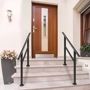 2pcs Wrought Iron Handrails Stair Rail Railing Fit 3 Steps Handrail for Stairs - Picture 1 of 9
