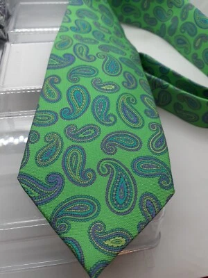 PETER BLAIR Mens Tie Green Purple Blue Yellow Paisley Necktie Y2K 90'S 58 X 3.5  - Image 1 of 4