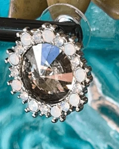 Smokey Topaz, Opal & Clear Swarovski Crystal Earrings set in Silver - Picture 1 of 7