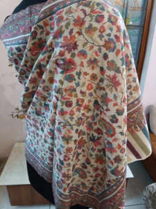 Bufanda Kani Tejida a Mano Pashmina Suave Superfina Blanco 100% Cachemira Envoltura Floral - Imagen 1 de 6