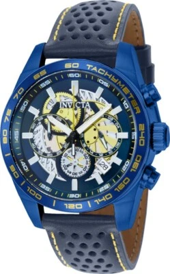 Invicta Aviator Blue 41693 Quartz 45Mm Blue Leather Chrono Date Men's Watch - image 1 of 4
