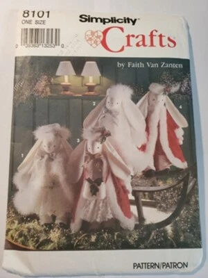 Simplicity Crafts Stuffed Bunnies & Clothes  20" Christmas Coat Hat Muff Dress - Image 1 of 2