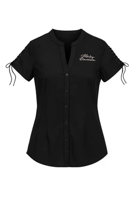 Camisa Harley-Davidson para mujer con cordones y fuente Script PEQUEÑA - 96115-22VW Foto 1 de 4