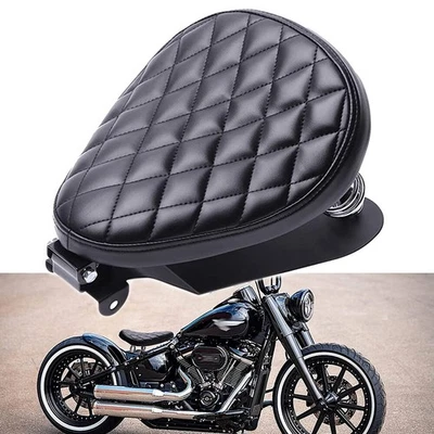 Black Motorcycle Spring Solo Seat W/Base Plate For Bobber Chopper Harley Honda — 第 1/4 张图片