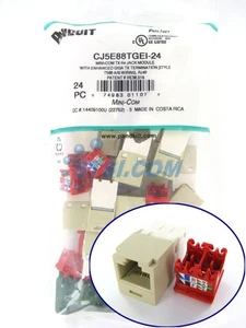 (24-PACK) Panduit CJ5E88TGEI-24 Cat5e Mini-Com Jack Module, Ivory ~STSI - Picture 1 of 4