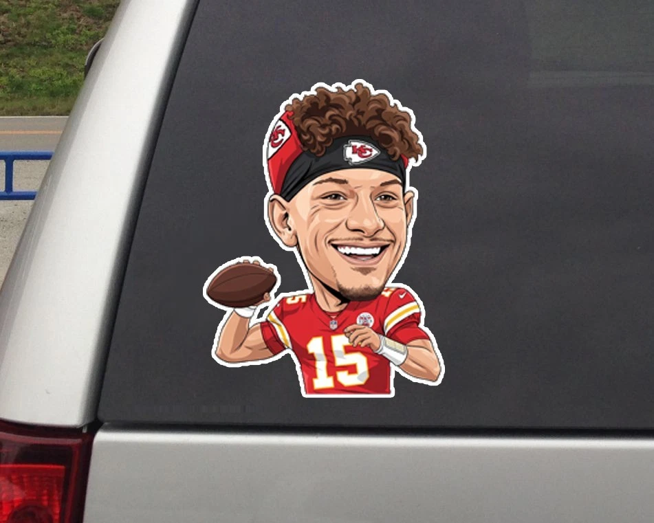 Patrick Mahomes Caricatura Kansas City Chiefs Calcomanía/Pegatina Coche/Pared/Laptop Foto 1 de 4