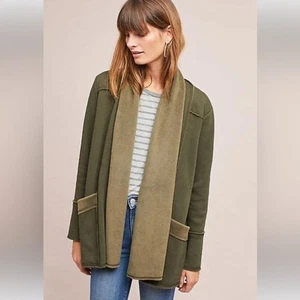 Anthropologie Samantha Dru Cardigan Jacket Green Olive S VGUC - Picture 1 of 5