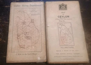 Two Mid 1930's Maps of Ceylon. On Cloth. Survey Office, Survey Department. - Picture 1 of 5