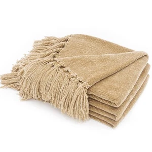 Throw Blanket Soft Cozy Chenille Throw Blanket with Fringe Tassel for Couch S... - Picture 1 of 6