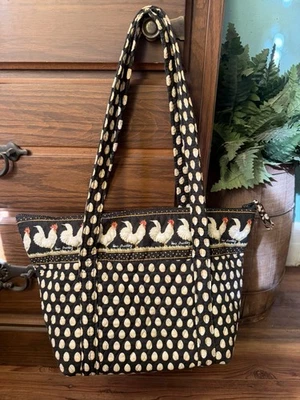 Vtg Vera Bradley Rooster Chanticleer Shoulder Bag Black Retired 1998 - Image 1 of 4