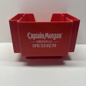 Captain Morgan Spiced Rum Straw and Napkin Caddy Wood Red Vintage Man Cave Bar - Picture 1 of 4