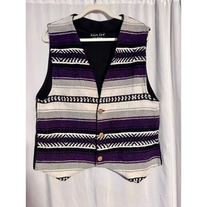 Baja Joe San Diego Southwestern Striped Vest - Purple/Black/White - Picture 1 of 8