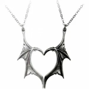 Matching Necklace Bat Wing Heart Couple Necklace Jewelry Charms for Women & Men - Picture 1 of 12