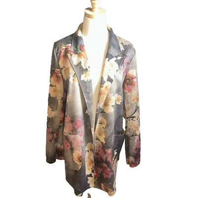 Plumero floral abierto Solitaire Anthropologie para mujer imitación gamuza talla grande Boho Core Foto 1 de 4