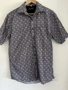Men's Retro Print Shirt, short sleeves by 'Erminio Ottone', cotton, size Medium - Picture 1 of 8