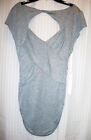 NEW Kenar Ruched Keyhole ShortSleeve Shirt Tunic Top Heather Gray Silver Bling M