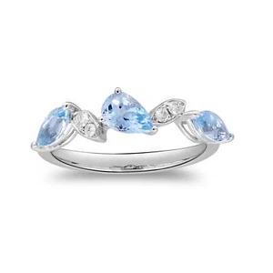 Gin and Grace Allison Ring 10K Weißgold Birnenschliff Aquamarin 0,34tcw 7 - Bild 1 von 7