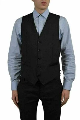 Colete masculino Dolce & Gabbana lã seda preto botão EUA 38 IT 48 - Imagem 1 de 3