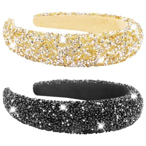 Jeweled Knotted Headband for Women Girls Sparkly Crystal Rhinestone Headband - Picture 1 of 11
