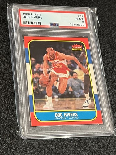 1986-87 Fleer Basketball #91 Doc Rivers RC PSA 9 MINT CENTERED Set ...