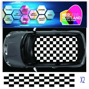 MINI CHEQUERED FLAG ROOF GRAPHIC DECAL STICKERS - Picture 1 of 2