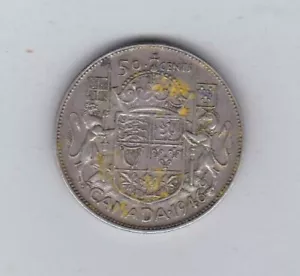 1946 CANADA GEORGE VI 80% ARGENTO MEZZO DOLLARO MOLTO BELLO! SPEDIZIONE GRATUITA - Foto 1 di 2