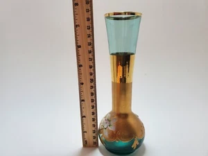 Vintage Murano Ornate Hand Painted Glass Bud Vase - Picture 1 of 5