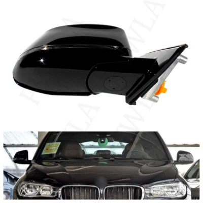 Conjunto de espejo retrovisor línea ciega con calefacción derecha 5 pines pintura negra para BMW X6F16 2014-2018 Foto 1 de 4
